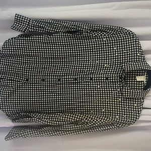 Black & white checkered flannel with pearls